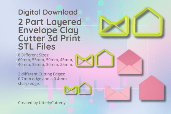 2 Part Open Letter Envelope Clay Cutter STL