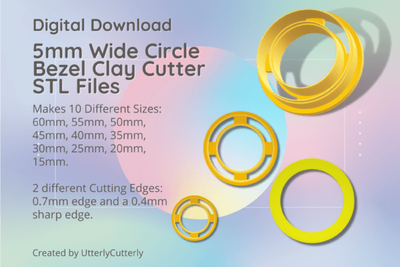 5mm Wide Circle Bezel Clay Cutter - Geometric: Digital STL Files for Jewelry and Baking