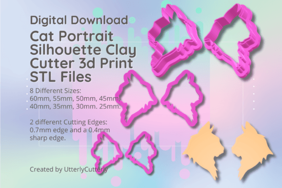 Cat Clay Cutter - Portrait STL Digital Files: Versatile Tools for Makers