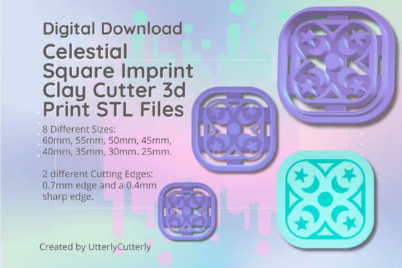 Celestial Square Imprint Clay Cutter - STL: Strategic Implementation for Makers