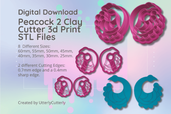 Clay Cutter STL File Peacock 2: Earring Designs