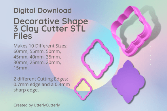 Decorative Shape 3 Clay Cutter - Ornate STL