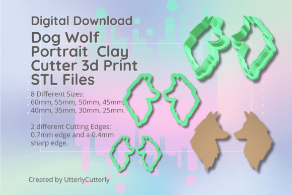 Dog Wolf Clay Cutter - Portrait STL Digital Files: Precision Tools for Polymer Clay and Baking