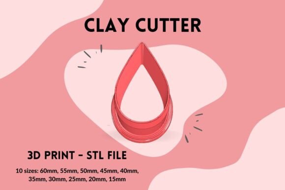 Elegant Tear Drop Clay Cutter 3D Print STL
