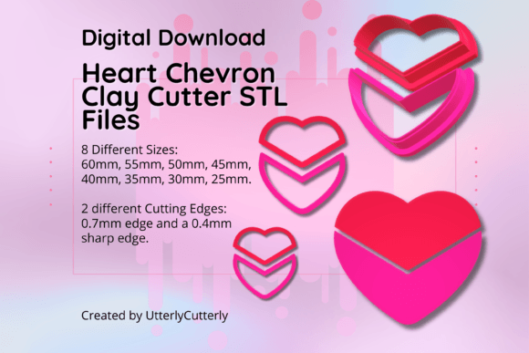Explore Creative Possibilities with the Chevron Heart Clay Cutter STL File