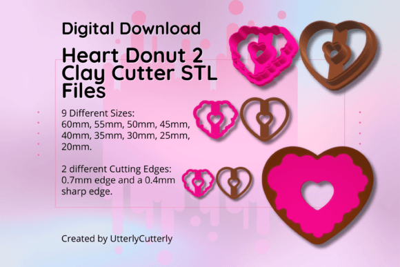 Explore Versatile Creativity with the Clay Cutter STL File Heart Donut 2- Earr
