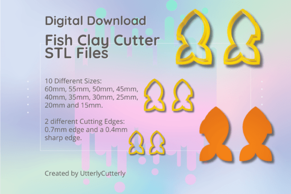 Fish 1 Clay Cutter STL Digital File: Precision Tools for Polymer Clay and Baking
