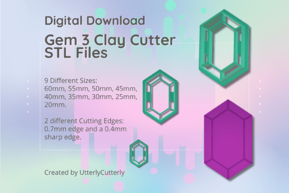 Gem 3 Clay Cutter Crystal STL Digital Files