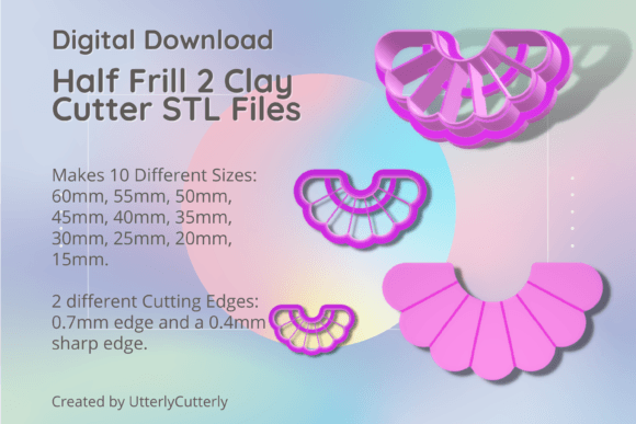 Half Frill 2 Flower Clay Cutter STL Bundle