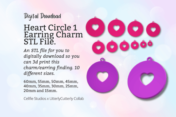 Heart Circle 1 Earring Charm STL File: Evaluating Versatility and Print Quality for Custom Jewelry