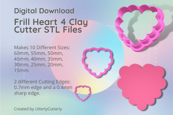 Heart Frill 4 Flower Clay Cutter STL Files