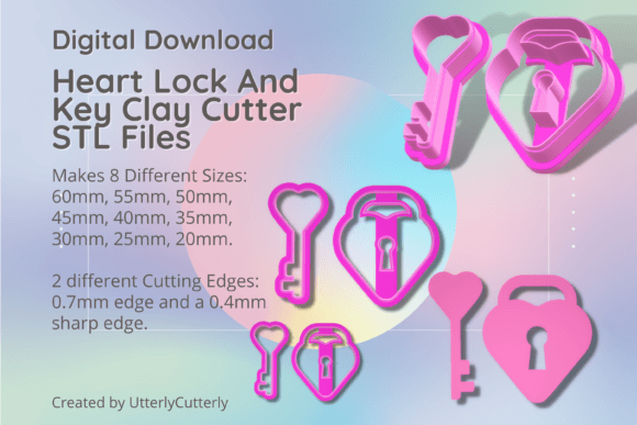 Heart Lock and Key 1 Clay Cutter - STL: A Digital Tool for Makers