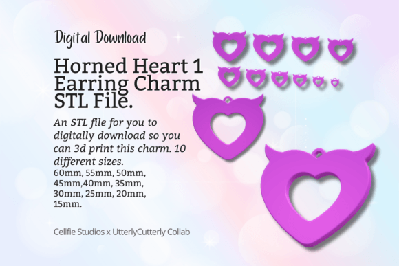 Horned Devil Heart 1 Earring Charm STL File: A Versatile and Creative Gift