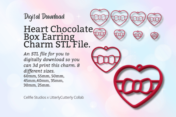 Love Heart Chocolate Box Earring Charm: A Versatile and Charming 3D Print Design