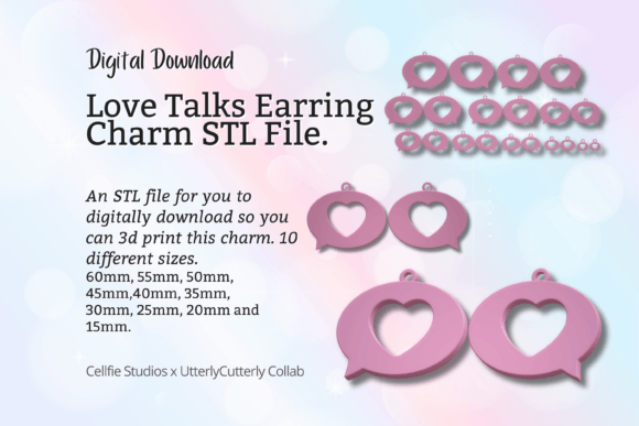 Love Heart Talk Earring Charm STL File: A Versatile Addition to Your 3D Printing Projects