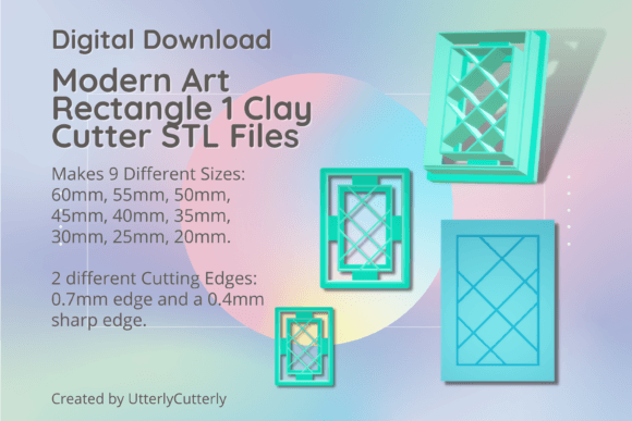 Modern Art Rectangle 1 Clay Cutter - STL: Digital Designs for Makers