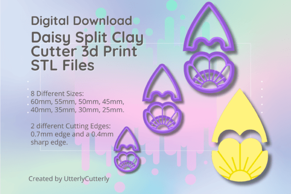 Split Daisy Teardrop Clay Cutter - STL: Evaluating Digital Designs for Polymer Clay and Baking