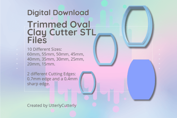 Trimmed Oval Clay Cutters - Versatile STL Digital Files for 3D Printing