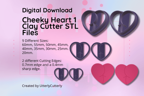Unleash Your Creativity with the Cheeky Heart 1- Ear Clay Cutter STL File