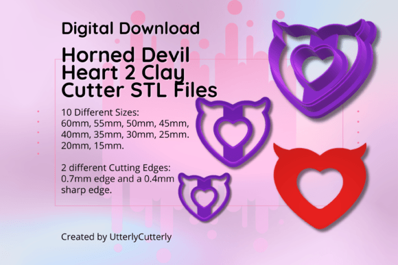 Unleash Your Creativity with the Devil Horned Heart Clay Cutter STL File