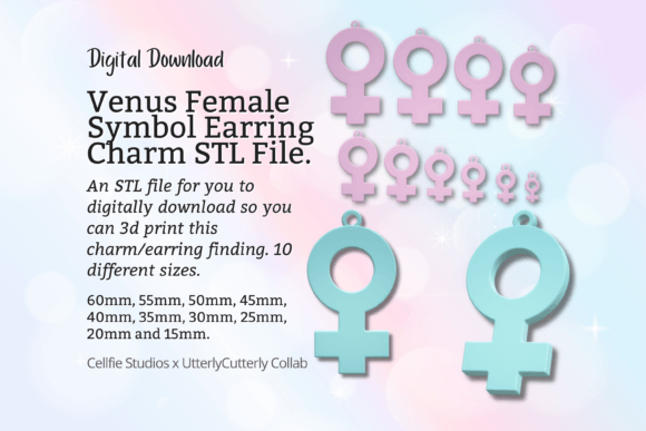 Venus Female Symbol Earring Charm STL File Guide